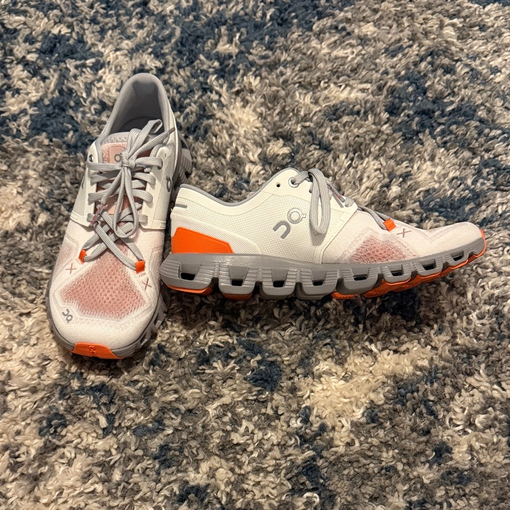 On Running Cloud X Shoes in White and Orange